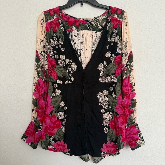 Free People Mikayla Floral Tunic Top Sz S Boho Chic Bloomcore Festival Feminine - Picture 4 of 11
